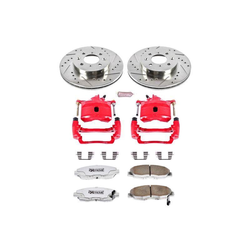 Power Stop 96-05 Honda Civic Front Z26 Street Warrior Brake Kit w/Calipers Brake Kits - Performance D&S PowerStop