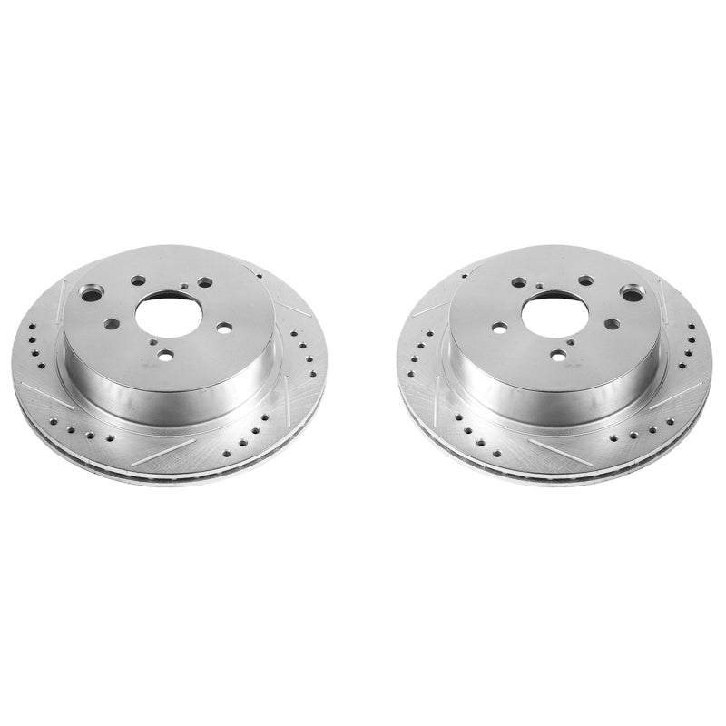 Power Stop 14-18 Subaru Forester Rear Evolution Drilled & Slotted Rotors - Pair Brake Rotors - Slot & Drilled PowerStop