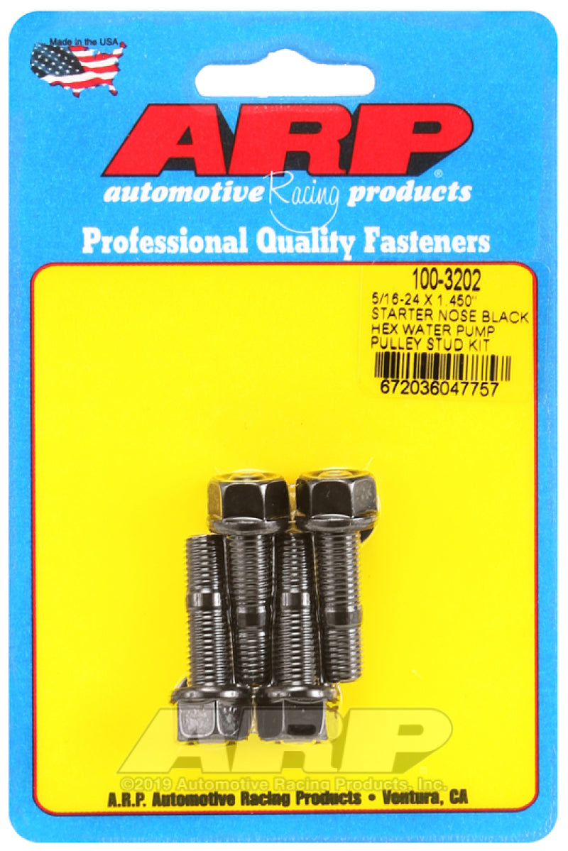 ARP 5/16-24 X 1.450 Starter Nose Black Hex Water Pump Pulley Stud Kit Hardware - Singles ARP