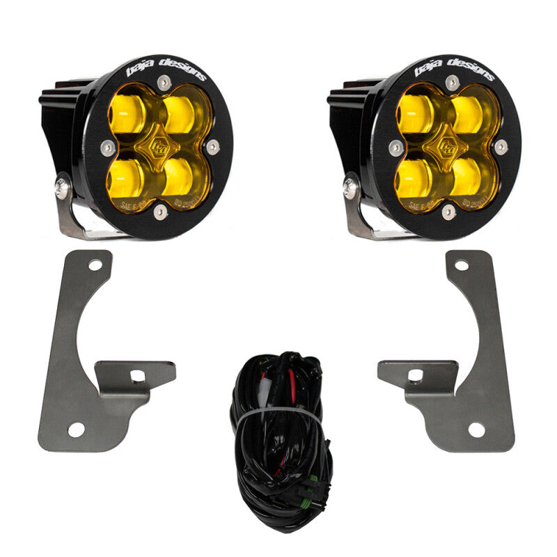 Baja Designs 07-09 Wrangler JK w/Premium Bumper Squadron R SAE Fog Pocket Kit - Amber Light Bars & Cubes Baja Designs