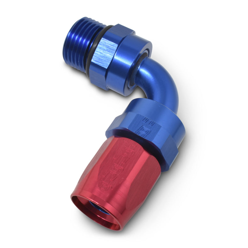 Russell Performance Hose End #6 Hose to #6 Radius Inlet Port Swivel 90 Deg Red/Blue Fittings Russell