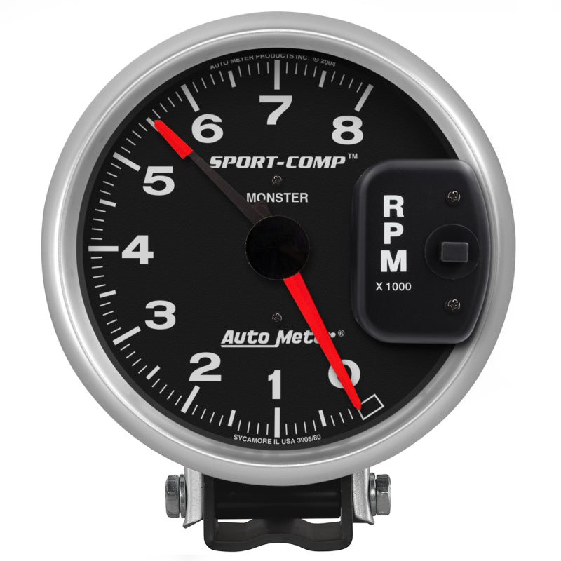 Autometer Sport-Comp 5in / 0-8K RPM / Pedestal w/Redline Tachometer Gauges AutoMeter