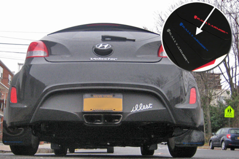Rally Armor 12-18 Hyundai Veloster Black UR Mud Flap w/ Blue Logo Mud Flaps Rally Armor