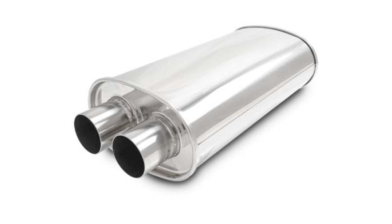 Vibrant Universal Streetpower 2.25in Stainless Steel Dual In-Out Oval Muffler Muffler Vibrant