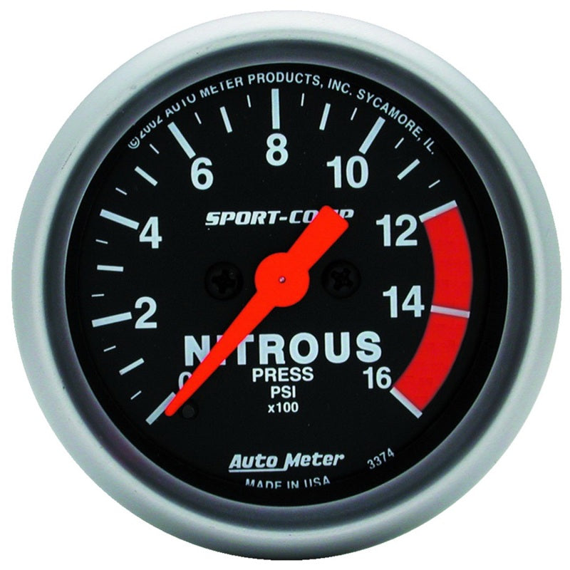 AutoMeter Gauge Nitrous Pressure 2-1/16in. 1600PSI Digital Stepper Motor Sport-Comp Gauges AutoMeter