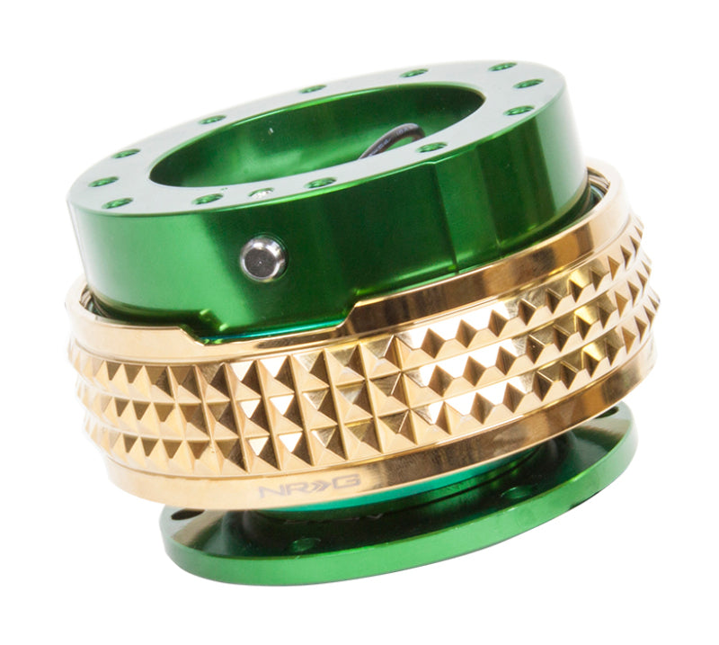 NRG Quick Release Kit - Pyramid Edition - Green Body / Chrome Gold Pyramid Ring Quick Release Adapters NRG