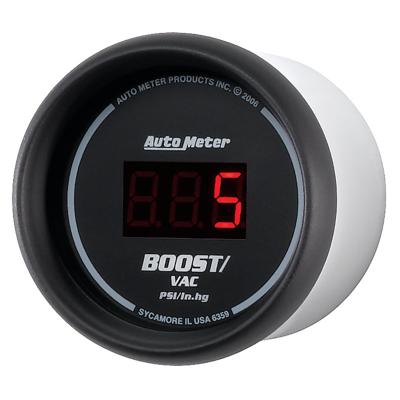 Autometer Black 52mm 30 In Hg.-Vac./30 PSI Digital Vacuum/Boost Gauge Gauges AutoMeter