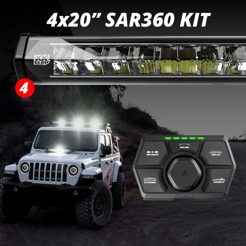 XK Glow SAR360 Light Bar Kit Emergency Search and Rescue Light System (4) 20In Light Accessories and Wiring XKGLOW