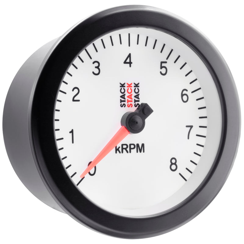 Autometer Stack Sport 88mm 0-8K RPM Tachometer - White Gauges AutoMeter
