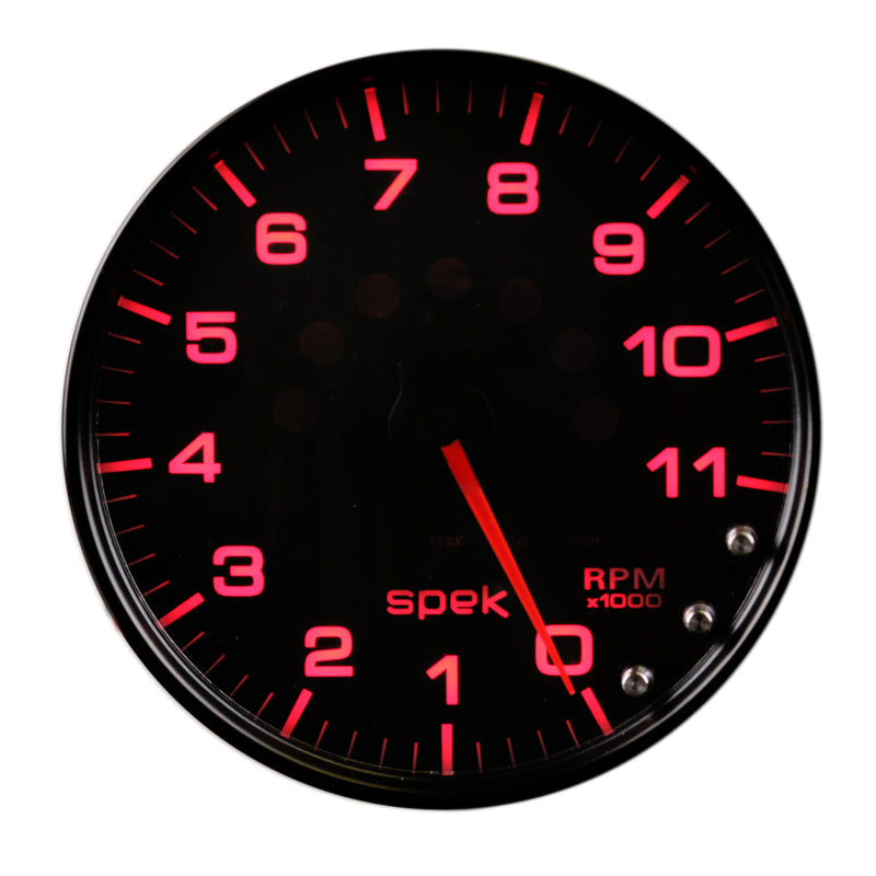 Autometer Spek-Pro Gauge Tachometer 5in 11K Rpm W/Shift Light & Peak Mem Black/Black Gauges AutoMeter