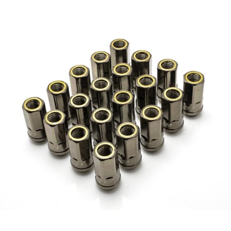 Wheel Mate Muteki HR50 Open End Lug Nuts - Titanium Chrome w/ Yellow Ring 14x1.50 Lug Nuts Wheel Mate