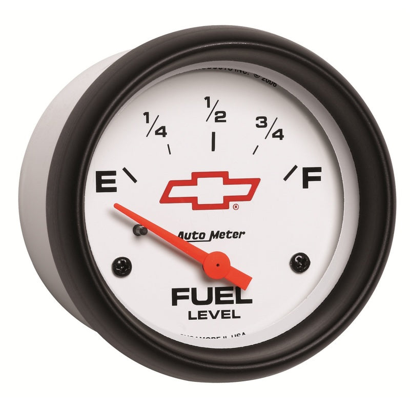 AutoMeter Gauge Fuel Level 2-5/8in. 0 Ohm(e) to 90 Ohm(f) Elec Chevy Red Bowtie White Gauges AutoMeter
