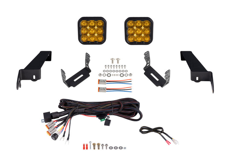 Diode Dynamics 18-21 Jeep JL Wrangler SS5 Bumper LED Pod Light Kit - Sport Yellow Driving Light Accessories and Wiring Diode Dynamics