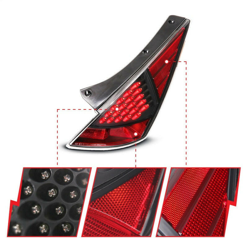 ANZO 2003-2005 Nissan 350Z LED Taillights Black Tail Lights ANZO