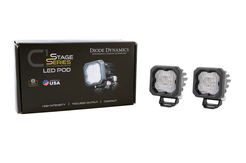Diode Dynamics Stage Series C1 LED Pod - White SAE Fog Standard ABL (Pair) Light Accessories and Wiring Diode Dynamics