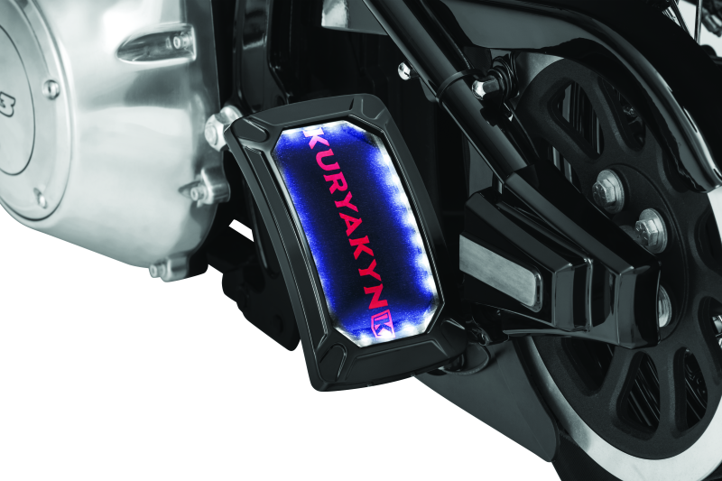 Kuryakyn Nova Curved Vertical Mount Side License Plate Holder Gloss Black License Plate Relocation Kuryakyn