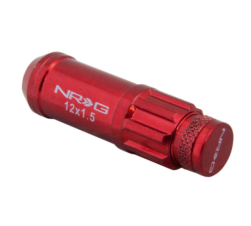 NRG 700 Series M12 X 1.5 Steel Lug Nut w/Dust Cap Cover Set 21 Pc w/Locks & Lock Socket - Red Lug Nuts NRG
