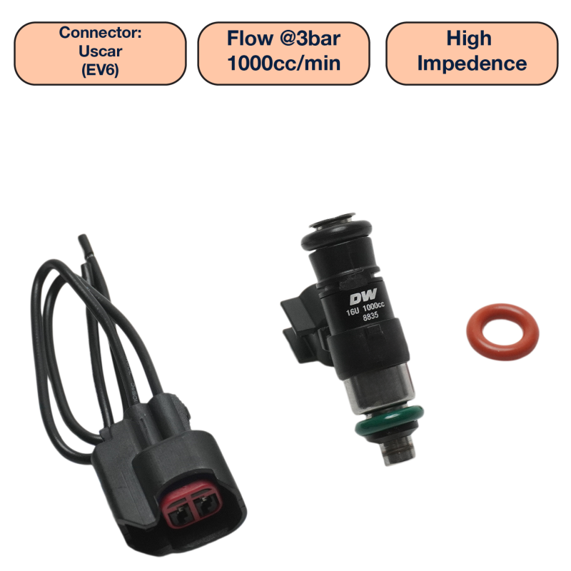 DeatschWerks Universal 1000cc Single Fuel Injector / 34mm Length / 14mm O-Ring Seals Fuel Injectors - Single DeatschWerks