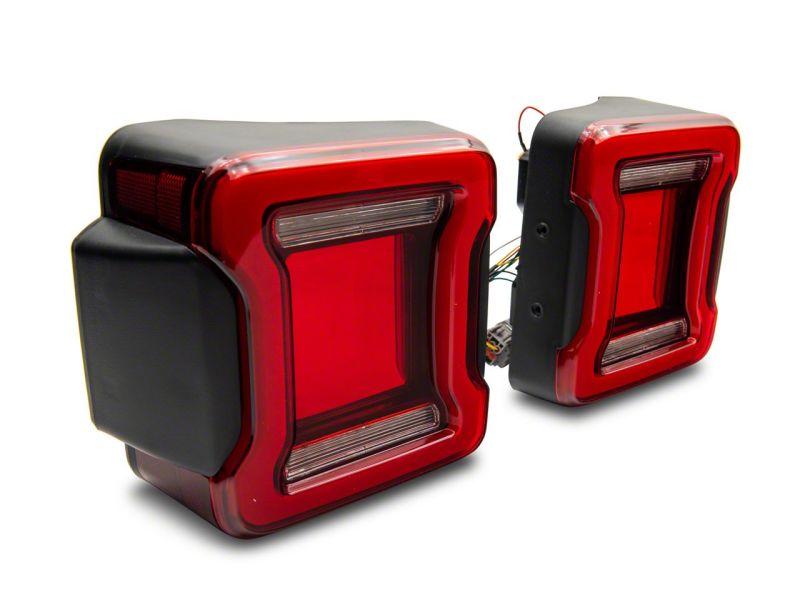 Raxiom 07-18 Jeep Wrangler JK Axial Series JL Style LED Tail Lights- BlkHousing- Red Lens Tail Lights Raxiom