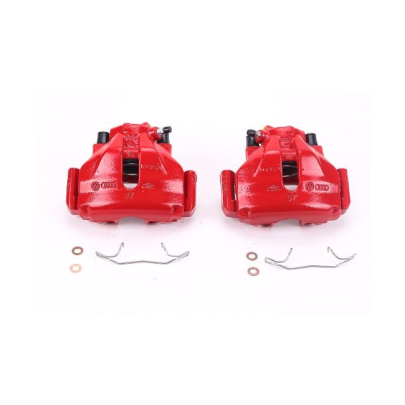 Power Stop 96-99 Audi A4 Front Red Calipers w/Brackets - Pair Brake Calipers - Perf PowerStop