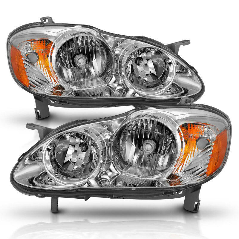ANZO 2005-2008 Toyota Corolla Crystal Headlight Chrome Amber Headlights ANZO
