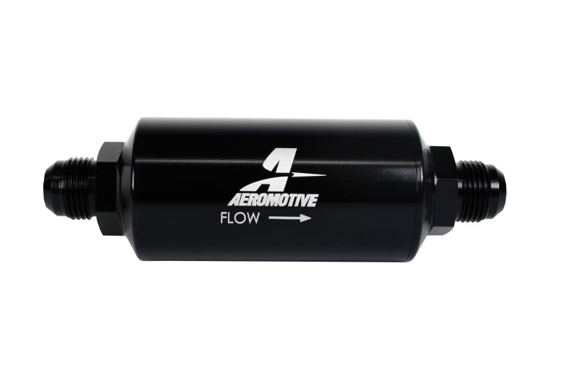 Aeromotive In-Line Filter - (AN -10 Male) 40 Micron Stainless Mesh Element Bright Dip Black Finish Fuel Filters Aeromotive