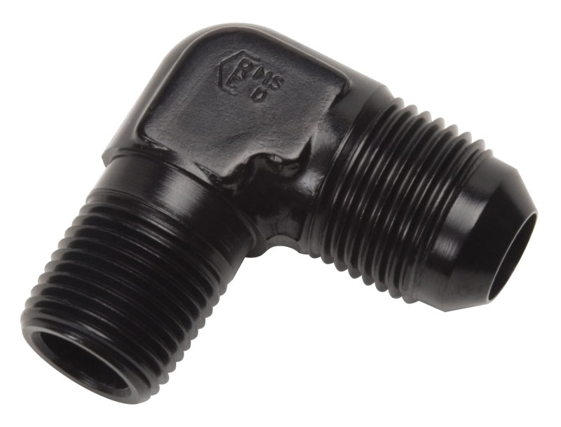 Russell Performance -4 AN to 1/8in NPT 90 Degree Flare to Pipe Adapter (Black) Fittings Russell