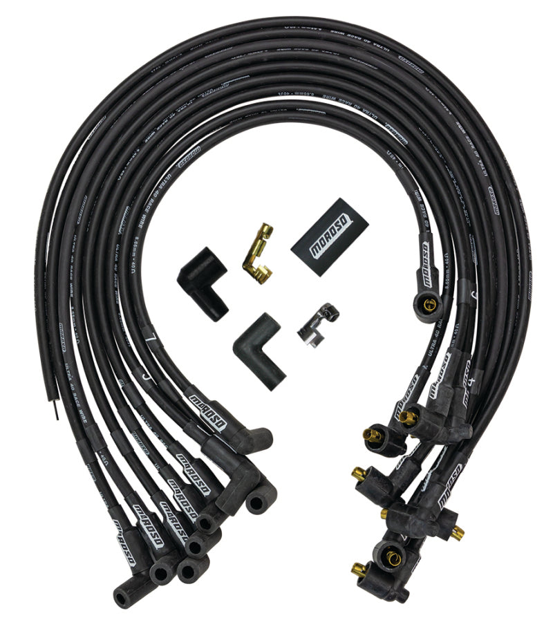 Moroso Chevrolet Big Block Ignition Wire Set - Ultra 40 - Unsleeved - Non-HEI - Under Header - Black Spark Plug Wire Sets Moroso