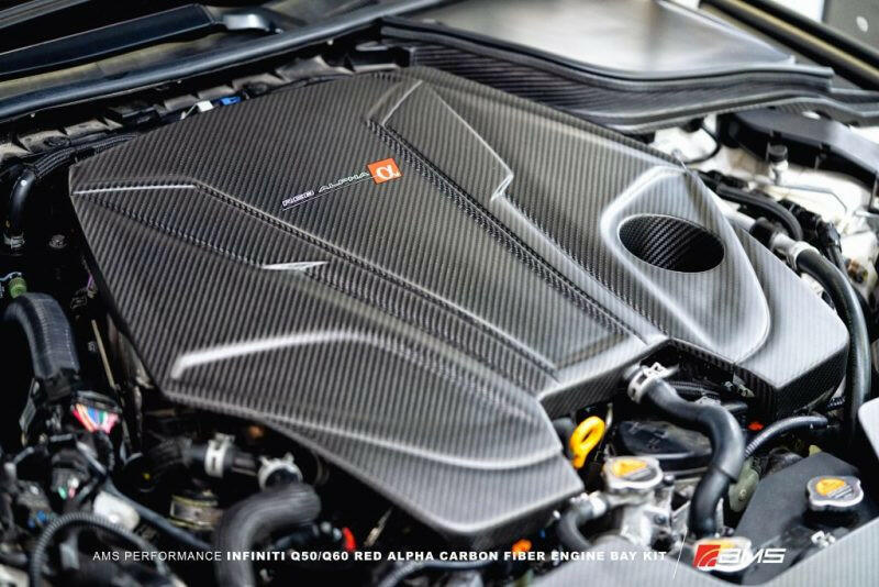 AMS Performance Infiniti 17+ Q60 / 16+ Q50 3.0TT Alpha Matte Carbon Engine Cover Engine Covers AMS