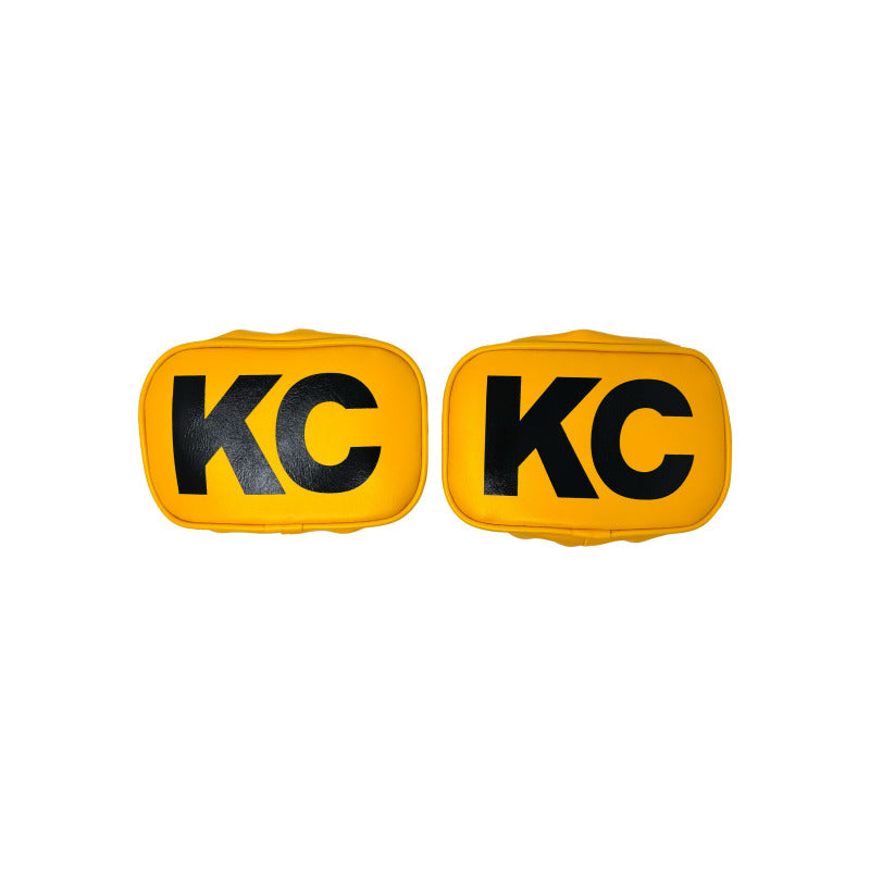 KC HiLiTES Retro 5in x 7in Rectangular Yellow Vinyl Light Cover w/ Black KC Logo (Pair) Light Covers and Guards KC HiLiTES