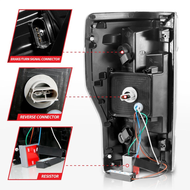 ANZO 2017+ Ford F-250 LED Taillights - Black/Clear Tail Lights ANZO