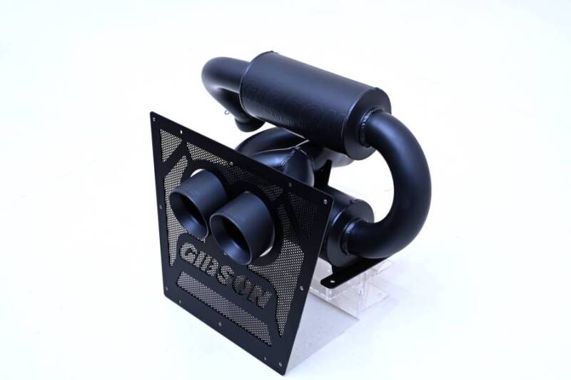 Gibson 2024 Cam-Am Maverick R 4in. T304 Stainless Round Dual Wall Slash-Cut Tip - Black Ceramic X Pipes Gibson