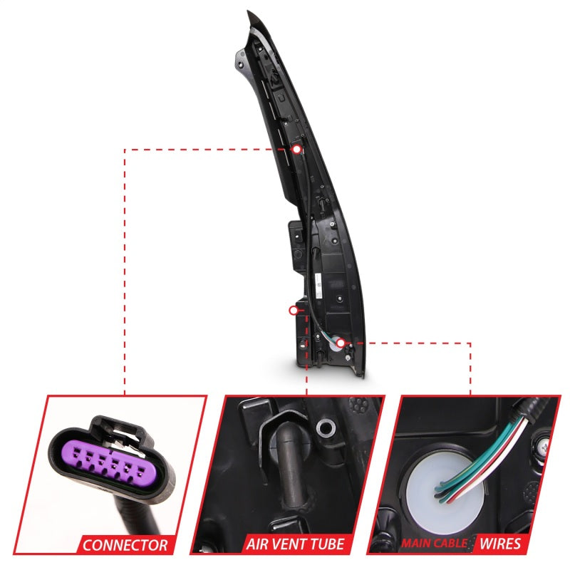 ANZO 2007-2014 Chevrolet Tahoe Led Taillights Red/Clear Tail Lights ANZO