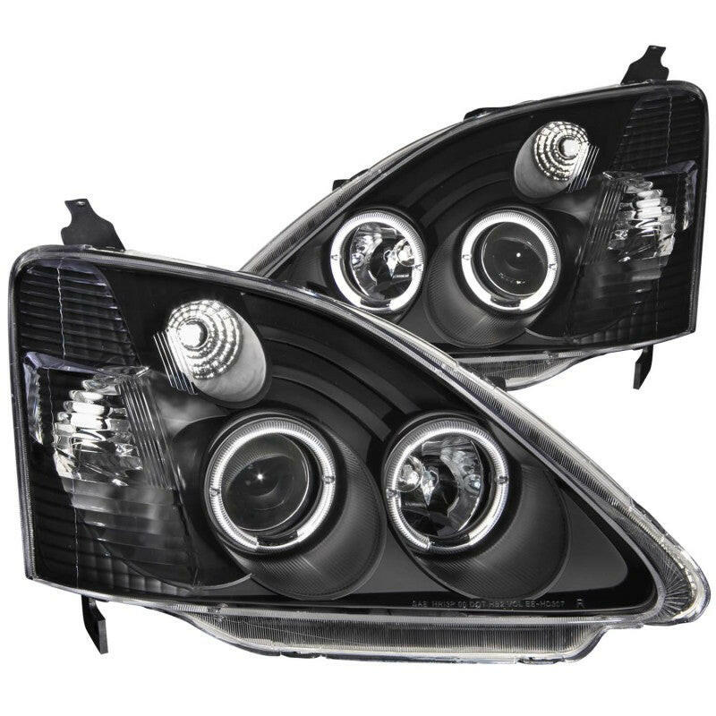 ANZO 2002-2004 Honda Civic Projector Headlights w/ Halo Black Headlights ANZO
