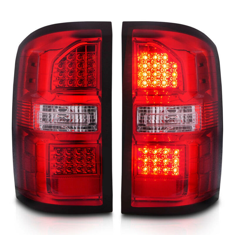 ANZO 2014-2018 GMC Sierra LED Tail Lights Black Housing Red/Clear Lens Tail Lights ANZO