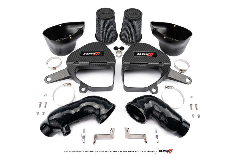 AMS Performance Infiniti Q50/Q60 Red Alpha Matte Carbon Intake Kit Cold Air Intakes AMS