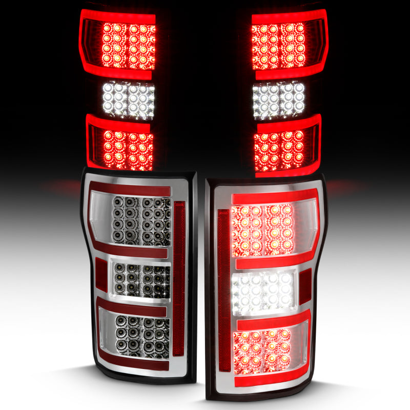 ANZO 2018-2019 Ford F-150 LED Taillight Chrome (Red Light Bar) (w/ Sequential) Tail Lights ANZO