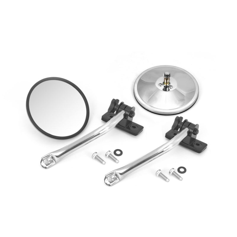 Rugged Ridge 97-18 Jeep Wrangler Stainless Steel Round Quick Release Mirror Relocation Kit Exterior Trim Rugged Ridge