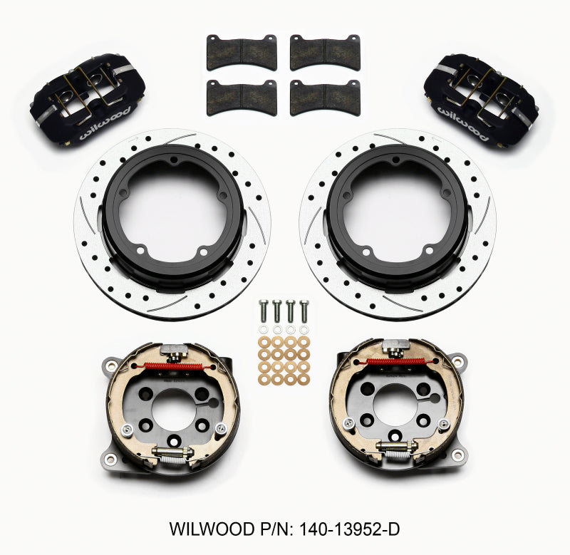 Wilwood Dynapro Low-Profile 11.00in P-Brake Kit Drilled Strange Eng Floater 3.49in Offset Big Brake Kits Wilwood