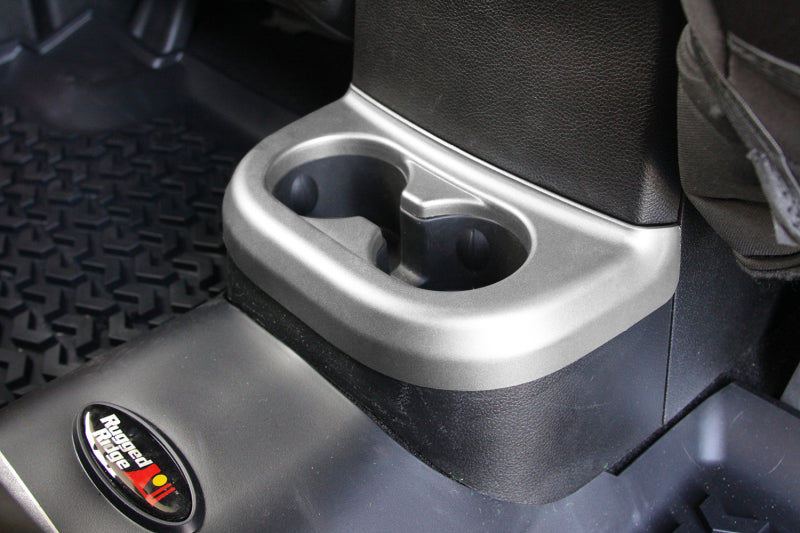 Rugged Ridge 11-18 Jeep Wrangler JK Silver 2nd Row Cup Holder Trim Interior Lighting Rugged Ridge