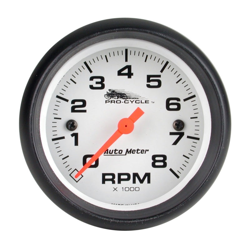Autometer Pro-Cycle Gauge Tach 2 5/8in 8K Rpm 2&4 Cylinder White Gauges AutoMeter