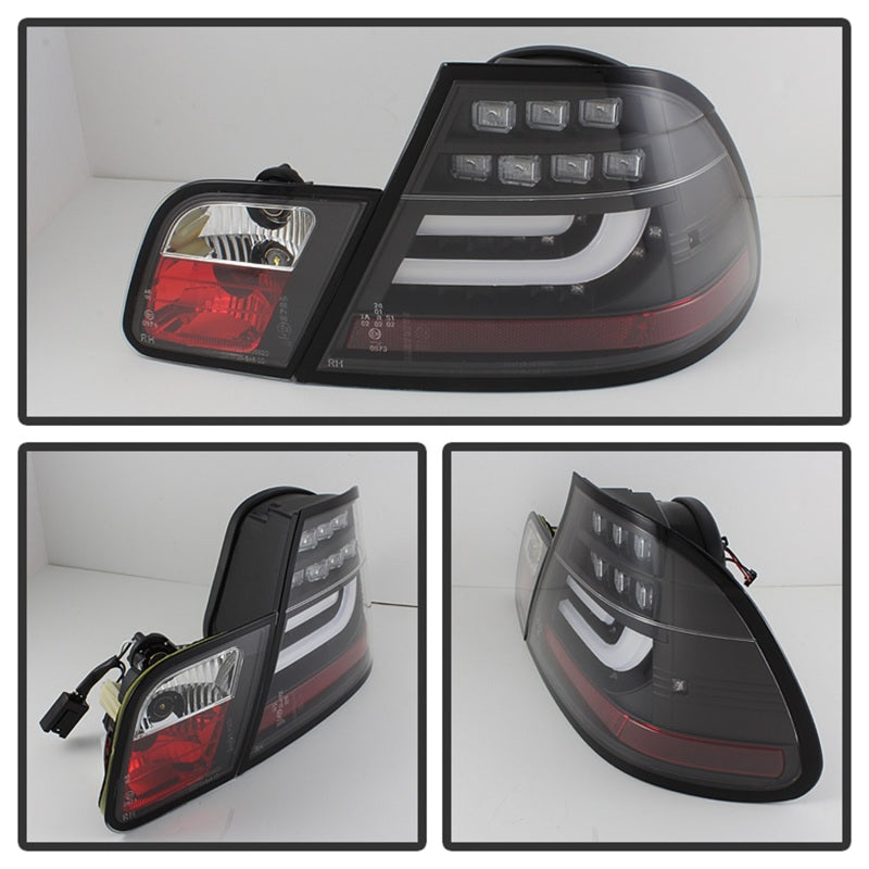Spyder 04-06 BMW E46 2Dr (Coupe ONLY No Conv.) Lgtbar Styl LED Tail Lghts Blk ALT-YD-BE4604-LBLED-BK Tail Lights SPYDER