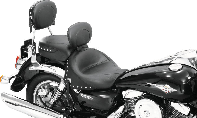 Mustang 03-08 Kawasaki Vulcan 1600 Classic,05-08 Nomad Tour 2PC Seat w/Driver Backrest Studs - Black Two-Piece Motorcycle Seats Mustang Motorcycle