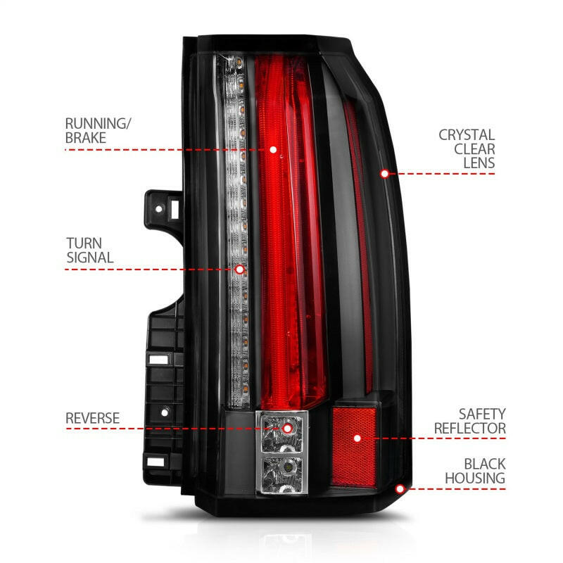 ANZO 2015-2017 GMC Yukon/Yukon XL LED Taillights Black Tail Lights ANZO