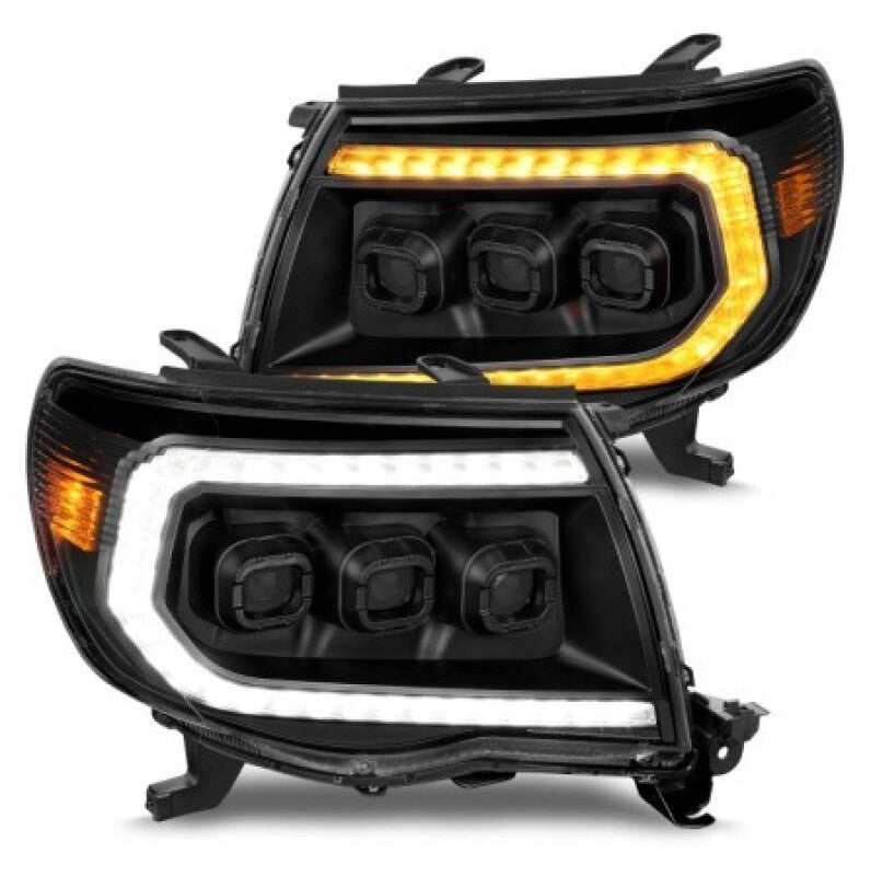 ANZO 05-11 Toyota Tacoma Full LED Projector Headlights White DRL/Init/SeqSig Black - Pair Headlights ANZO