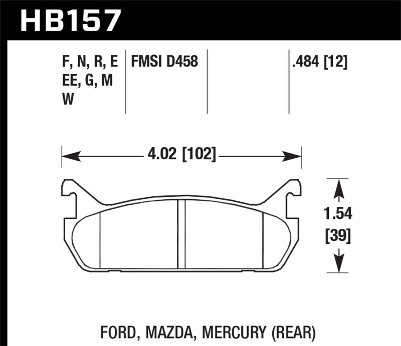 Hawk 91-96 Ford Escort / 90-93 Mazda Miata / 90-94 Protege / 91-96 Mer Tr DTC-30 Race Rear Brake Pad Brake Pads - Racing Hawk Performance