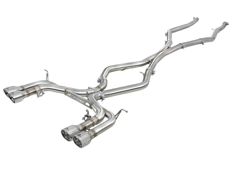 aFe MACH Force-Xp 3.5in. 304 SS C/B Exhaust w/o Muffler 15-18 BMW X5 M V8-4.4L (tt) - Polished Tip Catback aFe