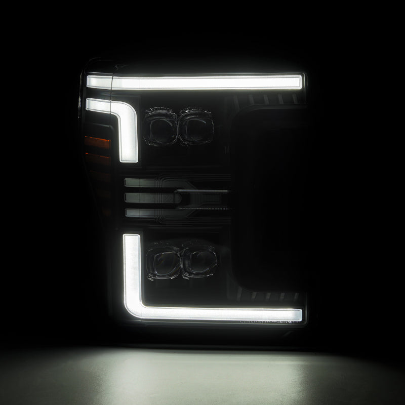 AlphaRex 17-19 Ford F-250/350/450 SD NOVA-Series LED Proj Headlights Bk w/Actv Light SeqSig & SBDRL Headlights AlphaRex