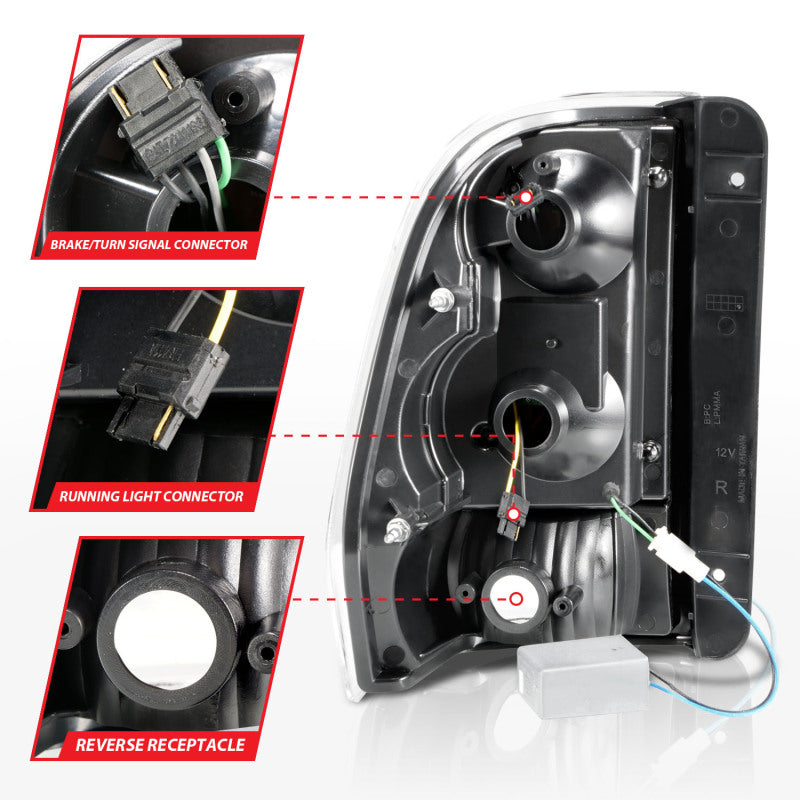 ANZO 2002-2009 Chevrolet Trailblazer LED Tail Lights w/ Light Bar Black Housing Clear Lens Tail Lights ANZO