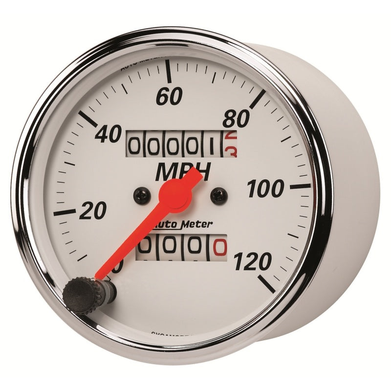 Autometer Arctic White 3-1/8in 0-120 MPH Mechanical Speedometer Gauge Gauges AutoMeter